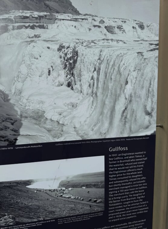 Signpost at the Gullfoss waterfall on the Golden Circle